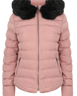 PEPPER QUILTED HOODED JACKET WITH DETACHABLE FUR TRIM IN NEW PINK - TOKYO LAUNDRY
