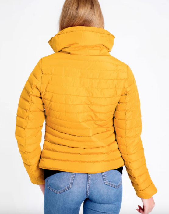 HONEY FUNNEL NECK QUILTED JACKET IN OLD GOLD - TOKYO LAUNDRY - Image 2