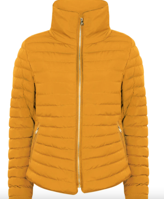 HONEY FUNNEL NECK QUILTED JACKET IN OLD GOLD - TOKYO LAUNDRY - Image 3